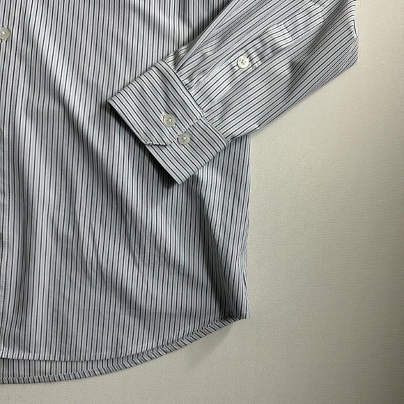 Mizzen + Main Shirt Men's Medium Trim Button Up Trim Fit Blue White Stripes LS - Picture 3 of 9